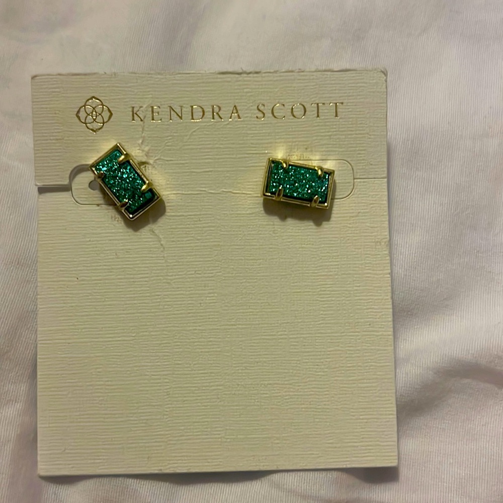 KENDRA SCOTT TEAL/GOLDS EARRINGS STUD